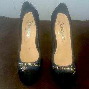 Chanel Black and Navy Blue Suede Pumps(Rare Color)Size 2” heels.